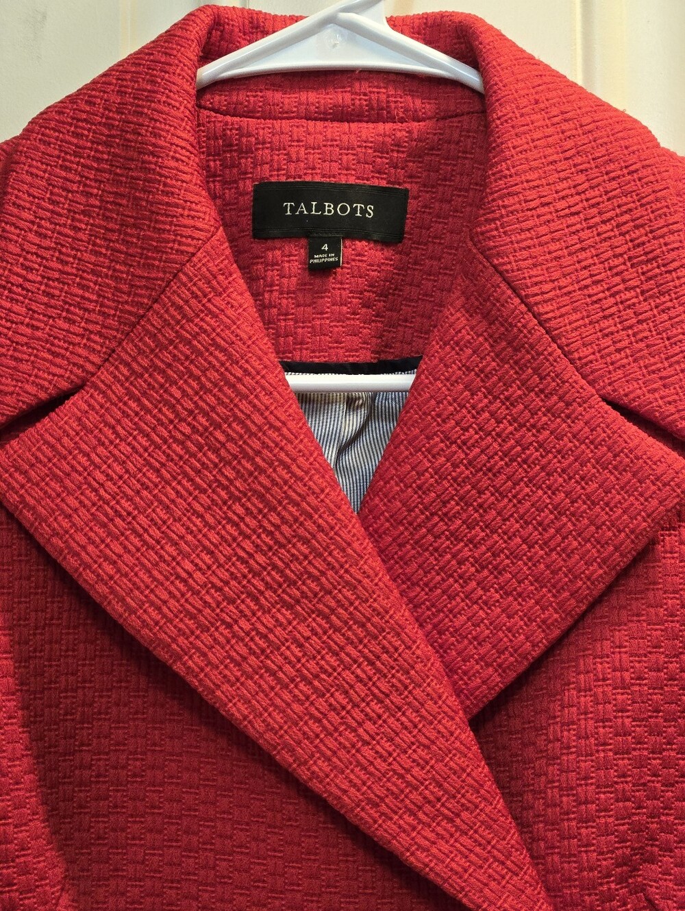Talbots Red Textured Double-Breasted Pea Coat - Picture 5 of 10